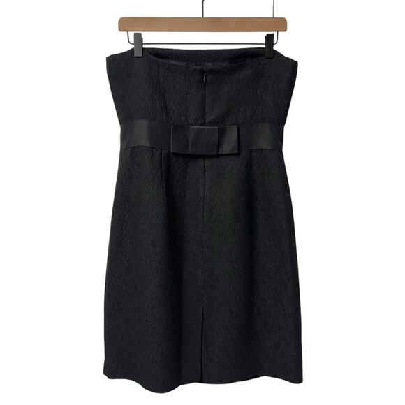 Ann Taylor Black Strapless Wool Blend Dress 10P Empire Waist Grosgrain Back Bow - Picture 6 of 13